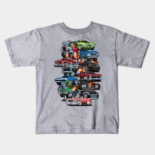 Car Madness! Muscle Cars and Hot Rods Cartoon Kids T-Shirt